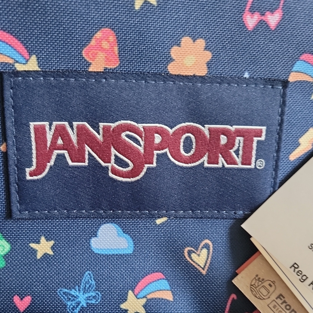 JanSport Cross Town Plus Backpack with Floral Pattern - Navy - Picture 6 of 12